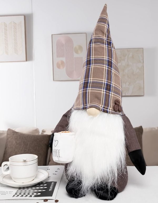 81mJp-S8LtL._AC_SL1500 Decor Kitchen Gnome - Home Decor Decorations - Scandinavian/Swedish/Nordic Tomte Nisse Plush Figurine - 19" Elf with Beard Ornament for Shelf, Table, Desk D??cor