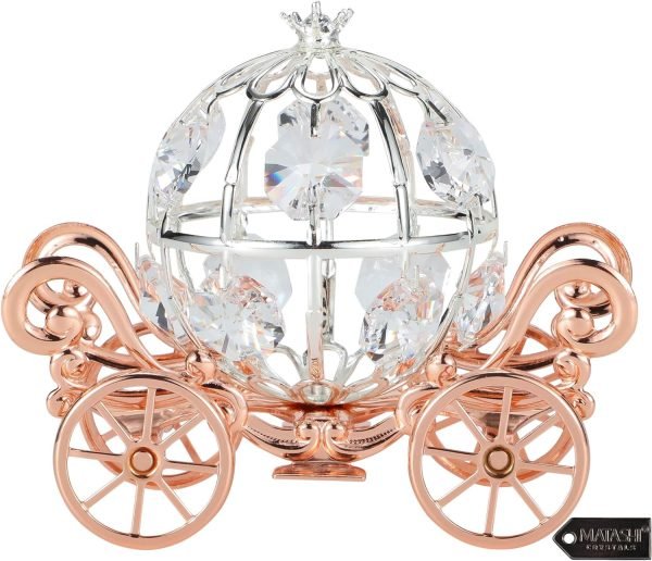 81odoJN84yL._AC_SL1500 Decor Rose Gold & Silver Plated Cinderella Pumpkin Coach Ornament with Crystals Home Halloween Decor Holiday Tabletop Decoration Showpiece Gift for Christmas Thanksgiving Birthday for Mom