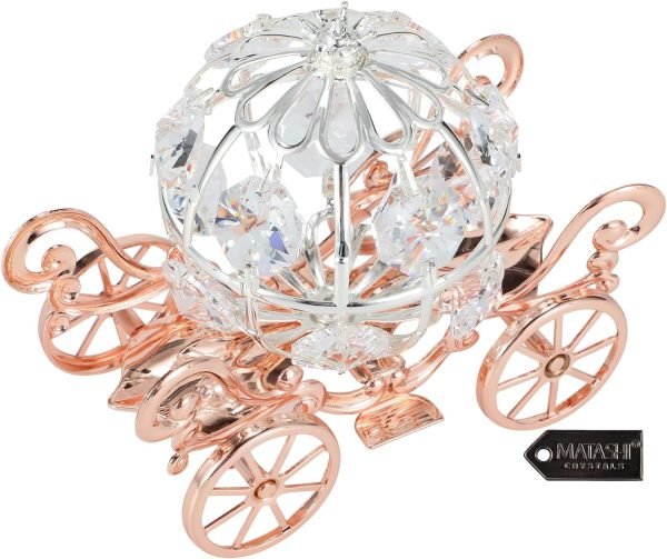 81p2JnGgU9L._AC_SL1500 Decor Rose Gold & Silver Plated Cinderella Pumpkin Coach Ornament with Crystals Home Halloween Decor Holiday Tabletop Decoration Showpiece Gift for Christmas Thanksgiving Birthday for Mom