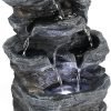 Decor Indoor Fountains Tabletop Fountain Indoor Waterfall Fountain Stacked Rocks Water Feature Feng Shui Zen Meditation Relaxation Desktop Fountain with LED Light for Home and Office Decor(Style 8)
