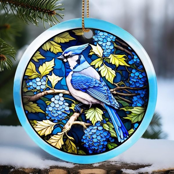 Decor Christmas Ornament, Christmas Decoration, Holiday Present Idea, Heirloom Keepsake, Round Ceramic, Gift Exchange, Gift Idea, Hummingbird