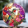 Decor Christmas Ornament, Christmas Decoration, Holiday Present Idea, Heirloom Keepsake, Round Ceramic, Gift Exchange, Gift Idea, Hummingbird