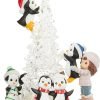 Decor Precious Moments Light Up Figurine | Tree-mendous Fun Girl with Penguins | LED Lighted Resin/Acrylic Tabletop Christmas Tree Figurine | Holiday Decor & Gift | Hand-Painted