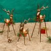 Decor Set of 3 Reindeer Tealight Candle Holders, Standing Iron Metal Christmas Decorations, Glass Votive Candle Holder, Durable and Rust-Proof Holiday Tabletop Centerpiece and Display