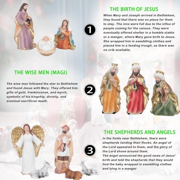 81u6sgMd5FL._AC_SL1500 Decor Christmas Nativity Set,7.5" Colorful Collectible Religious Decoration, Indoor Holiday Decoration in Gift Box 11-Piece Set
