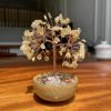 Decor Yellow Crystal Delicate Design Hair Fortune Tree Small Home Ornament with Good Luck Natural Ornament Gift