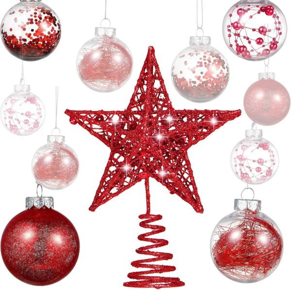 Decor 24 Pieces 2.36 Inch Shatterproof Plastic Christmas Ball Ornaments Tree Balls with One Christmas Tree Star for Christmas New Years Present Wedding Home Holiday Party Decoration (Gold)