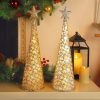 915Y91TNduL._AC_SL1500 Decor Lighted Christmas Table Decorations with Star and 10 LED Lights Battery Operated, Indoor Xmas Thanksgiving Holiday Wedding Party Tabletop Desk Ornament, Set of 2 (Gold, Silver)