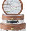 Decor Round-Edged Cardboard Decorative Storage Boxes with Lids: Set of 3 Metro Route Themed Gifts, Mini Vintage Suitcases, Transit Map Decorated Boxes, Scrapbook Storage Boxes, Prop Storage Boxes