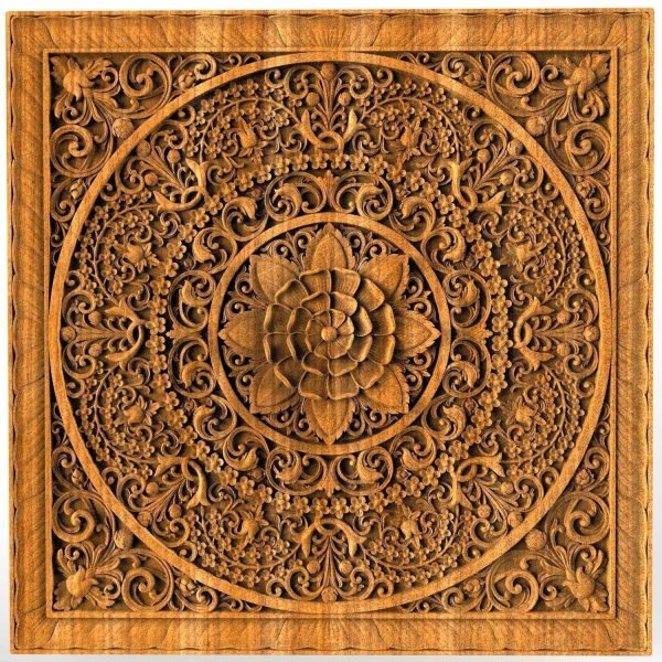 Decor Mandala Wood carved Oriental Home decor Wall Hanging Art Work Oriental ornament Bed Panel Wood gift