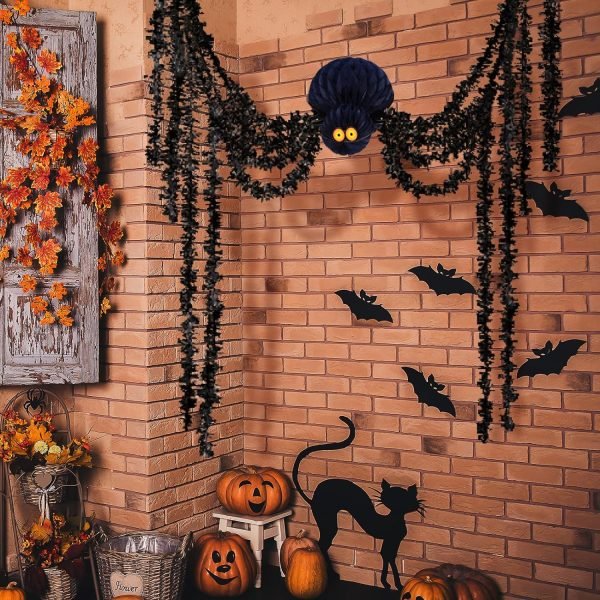 Decor Halloween Hanging Spider, Halloween Honeycomb Pendant Ornaments, Perfect for Halloween Kids' Party Decoration, Haunted House, Indoor Outdoor Hanging Halloween Decor
