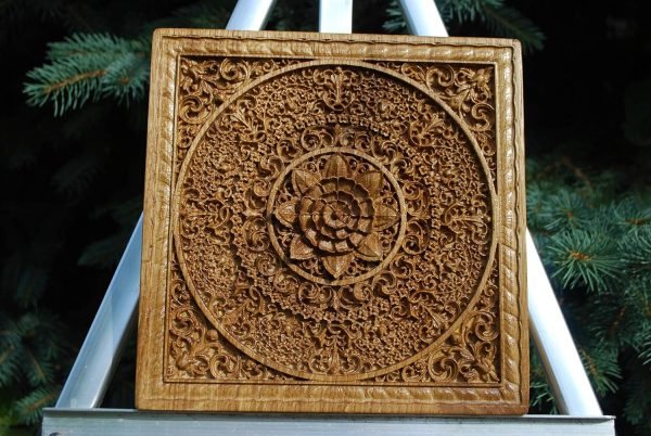 Decor Mandala Wood carved Oriental Home decor Wall Hanging Art Work Oriental ornament Bed Panel Wood gift