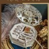 Decor Vintage Jewelry Box for Women 1950s, Trinket Boxes Crystal Small Jewelry Box for Girls, Ring &Earring Holder Organizer, Antique Jewelry Case, White Jewelry Box with Pearl and Rhinestone