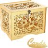 Decor Wedding Money Box Holder with Sign, Large Rustic Wood Wooden Envelop Gift Card Boxes with Lock Slot for Reception Anniversary Party Parties White