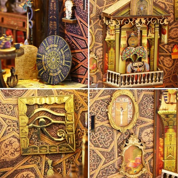 Decor DIY Book Nook Kit,DIY Miniature Doll House Kit with Furniture and LED,Wooden Bookend Bookshelf Insert Decor-Creativity Gift for Friend Lover??JTSL-12??