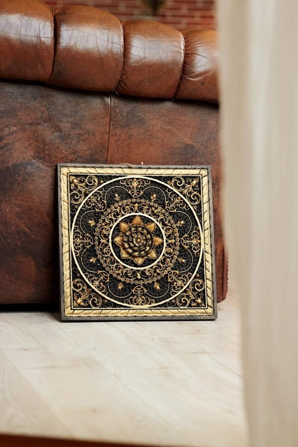Decor Mandala Wood carved Oriental Home decor Wall Hanging Art Work Oriental ornament Bed Panel Wood gift