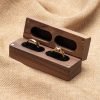 Decor Wooden Double Ring Box for Wedding Ceremony Engagement, Ring Storage Holder Decorative Box for 2 Rings