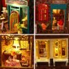 Decor DIY Miniature Dollhouse Wooden Furniture Kit,Handmade Mini Modern Villa Model,1:24 Scale Creative Doll House Toys ES009