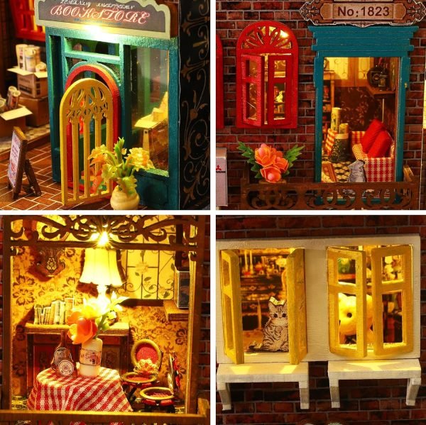 Decor DIY Miniature Dollhouse Wooden Furniture Kit,Handmade Mini Modern Villa Model,1:24 Scale Creative Doll House Toys ES009