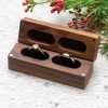 Decor Wooden Double Ring Box for Wedding Ceremony Engagement, Ring Storage Holder Decorative Box for 2 Rings