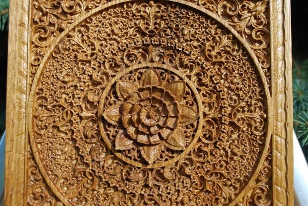 Decor Mandala Wood carved Oriental Home decor Wall Hanging Art Work Oriental ornament Bed Panel Wood gift
