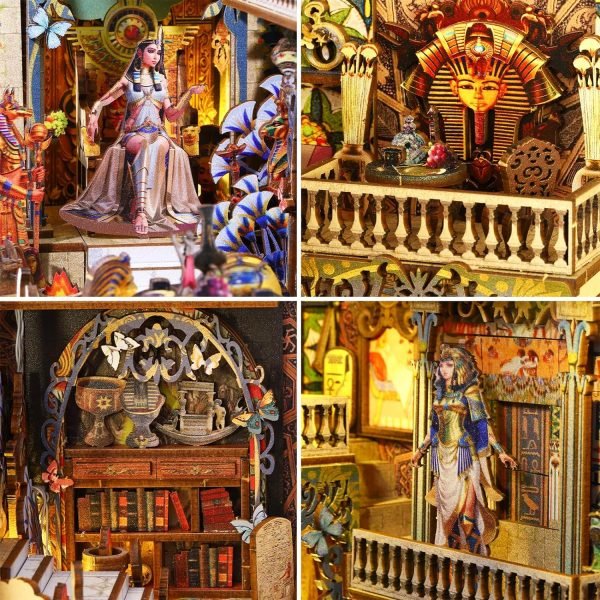 Decor DIY Book Nook Kit,DIY Miniature Doll House Kit with Furniture and LED,Wooden Bookend Bookshelf Insert Decor-Creativity Gift for Friend Lover??JTSL-12??