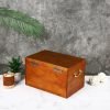 Decor Wooden Jewelry Box with Lock and Key for Women, 2 Drawers Medium Size Real Natural Wood Lockable Antique Girls Organizer Boxes with Large Storage, Ring Compartments, Built in Necklace Hooks