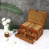 Decor Wooden Jewelry Box with Lock and Key for Women, 2 Drawers Medium Size Real Natural Wood Lockable Antique Girls Organizer Boxes with Large Storage, Ring Compartments, Built in Necklace Hooks