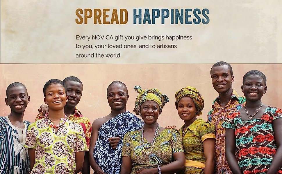 NOVICA Artisian Handmade Decorative Christmas Wood Hanging Ornaments Assorted Celebration Masks 