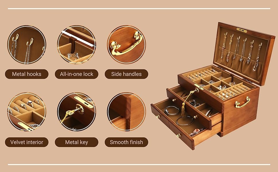 Solid wood jewelry organizer